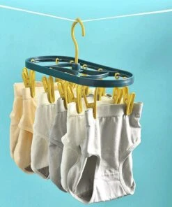 Borvat® |Sous- Sous-vêtements Magic Pince à Linge Cintre 360 Corde à Linge Pliable Multifonction Gain De Place Pas Cher Abordable 12 Épingles à Linge Cintre 12 Épingles à Linge