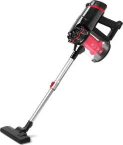 Aigostar Cyclone 33YAT - Aspirateur Balai - 3 En 1 - Avec Cordon - 600W - Aspirateur Sans Sac - Câble De 5 Mètres - Rouge/noir