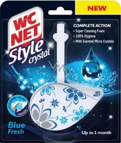Filet WC - Bloc Sanitaire - Style Crystal Blue Fresh - Avec Micro Cristaux Parfumés - Jusqu'à 1 Mois De Fraîcheur - 6 X 36,5 Grammes