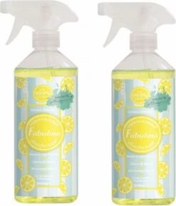 FABULOSA - Citron - 2x 500ML - Spray Désinfectant - Concentré - Nettoyant Tout Usage - Prêt à L'emploi - Spray Désinfectant Pink - Vegan - BIO