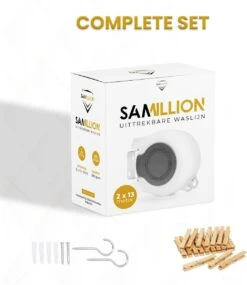 Samillion Corde à Linge Extensible 2 X 13 Mètres - Corde à Linge - Corde à Linge - Fil à Linge - Corde à Linge Rétractable - Épingles à Linge à Linge Gratuites -Nettoyage Produits Boutique 1039x1200
