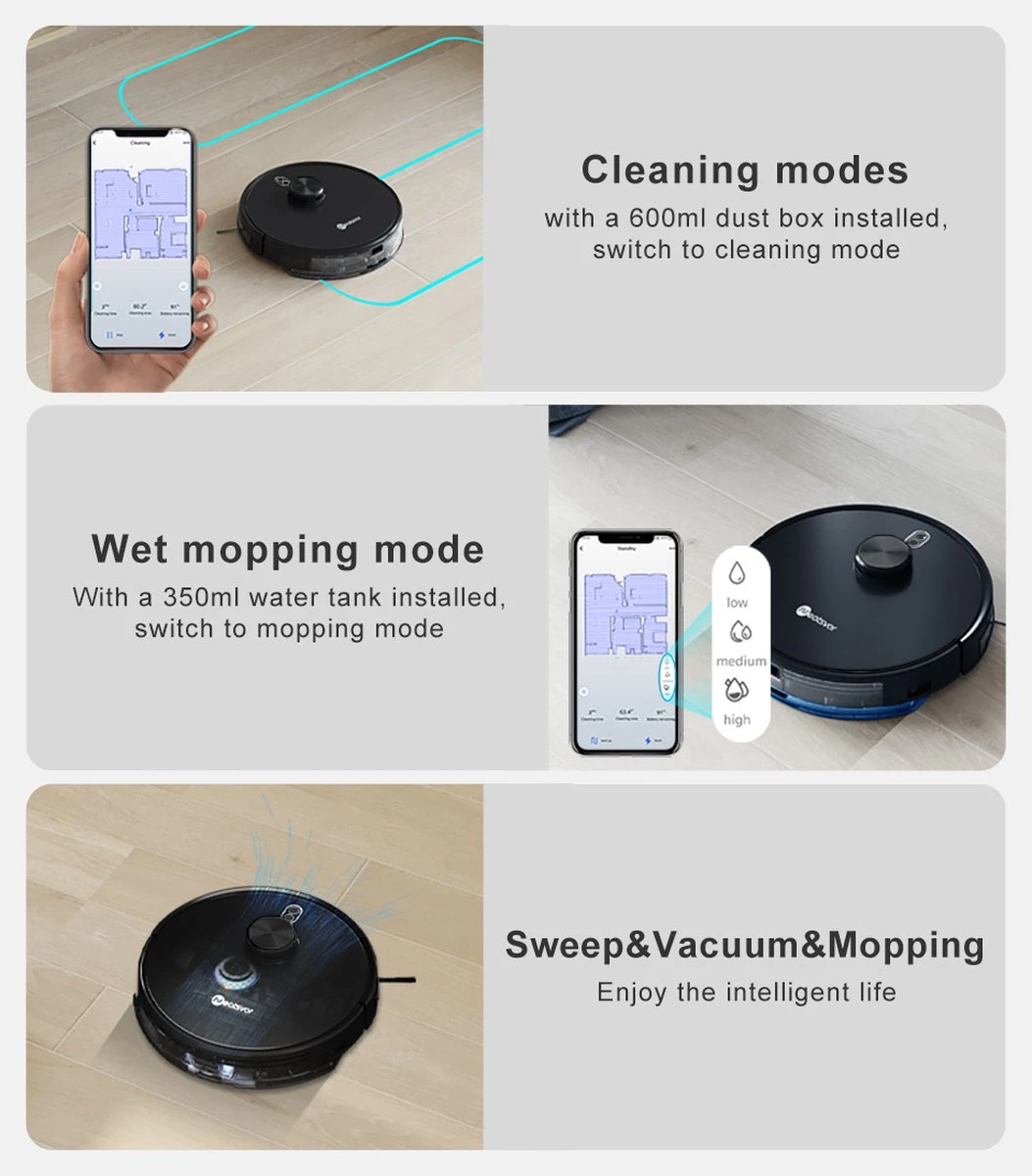 Aspirateur Robot Neatsvor X600 - Haute Qualité - Zwart - Aspirateur - Avec Fonction De Nettoyage - Comprend Une Application - Convient à Tous Les Types De Sols 5 Aspirateur Robot Neatsvor X600 - Haute Qualité - Zwart - Aspirateur - Avec Fonction De Nettoyage - Comprend Une Application - Convient à Tous Les Types De Sols – Image 3