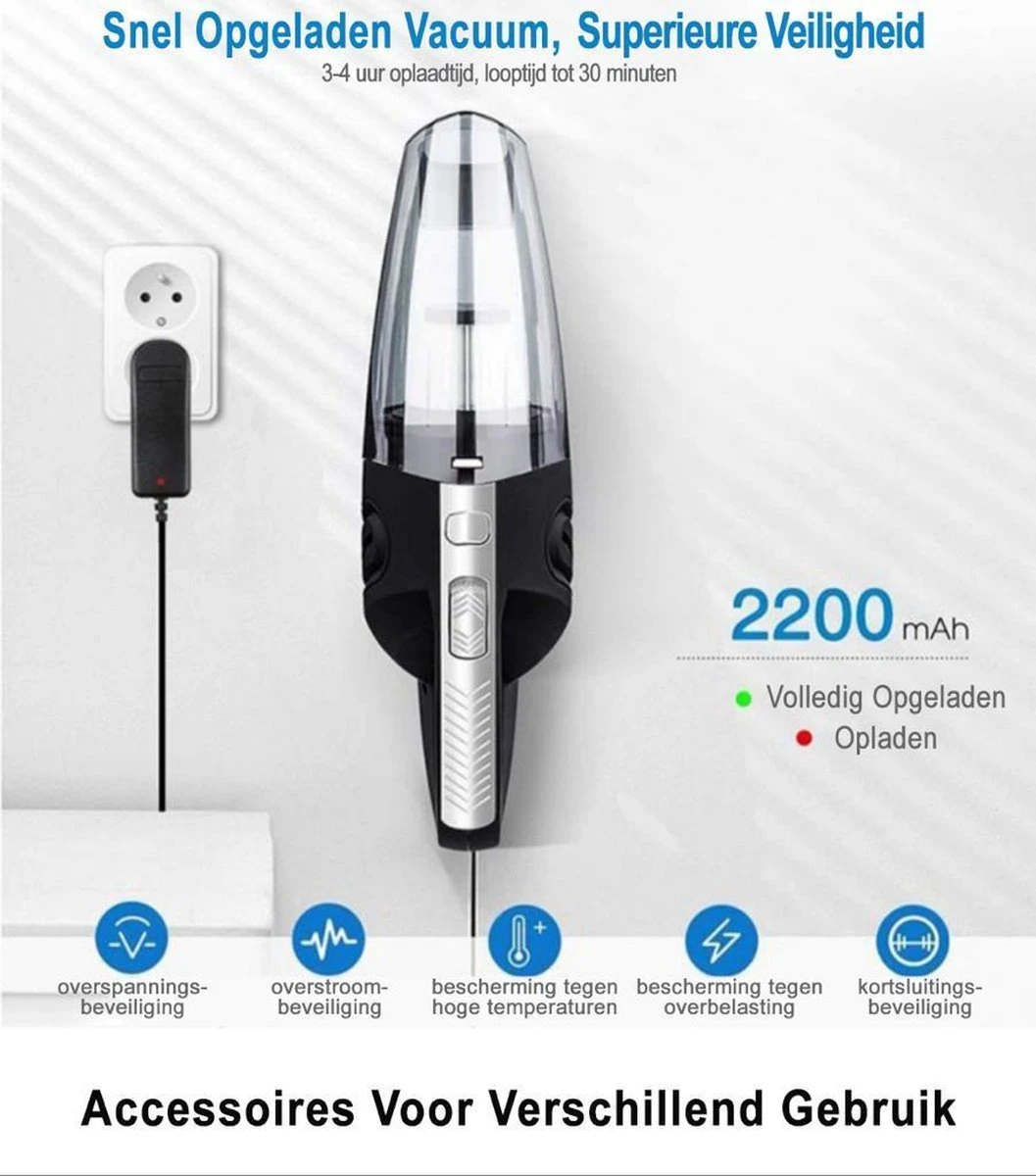 Aspirateur à Main Sans Fil SoloCare - Aspirateur Sans Fil - Pour Droog Et Humide - Nettoyeur De Poils Pour Animaux De Compagnie - Aspirateur à Main Rechargeable Avec 5 Accessoires - Filtre HEPA - Zwart 16 Aspirateur à Main Sans Fil SoloCare - Aspirateur Sans Fil - Pour Droog Et Humide - Nettoyeur De Poils Pour Animaux De Compagnie - Aspirateur à Main Rechargeable Avec 5 Accessoires - Filtre HEPA - Zwart – Image 14