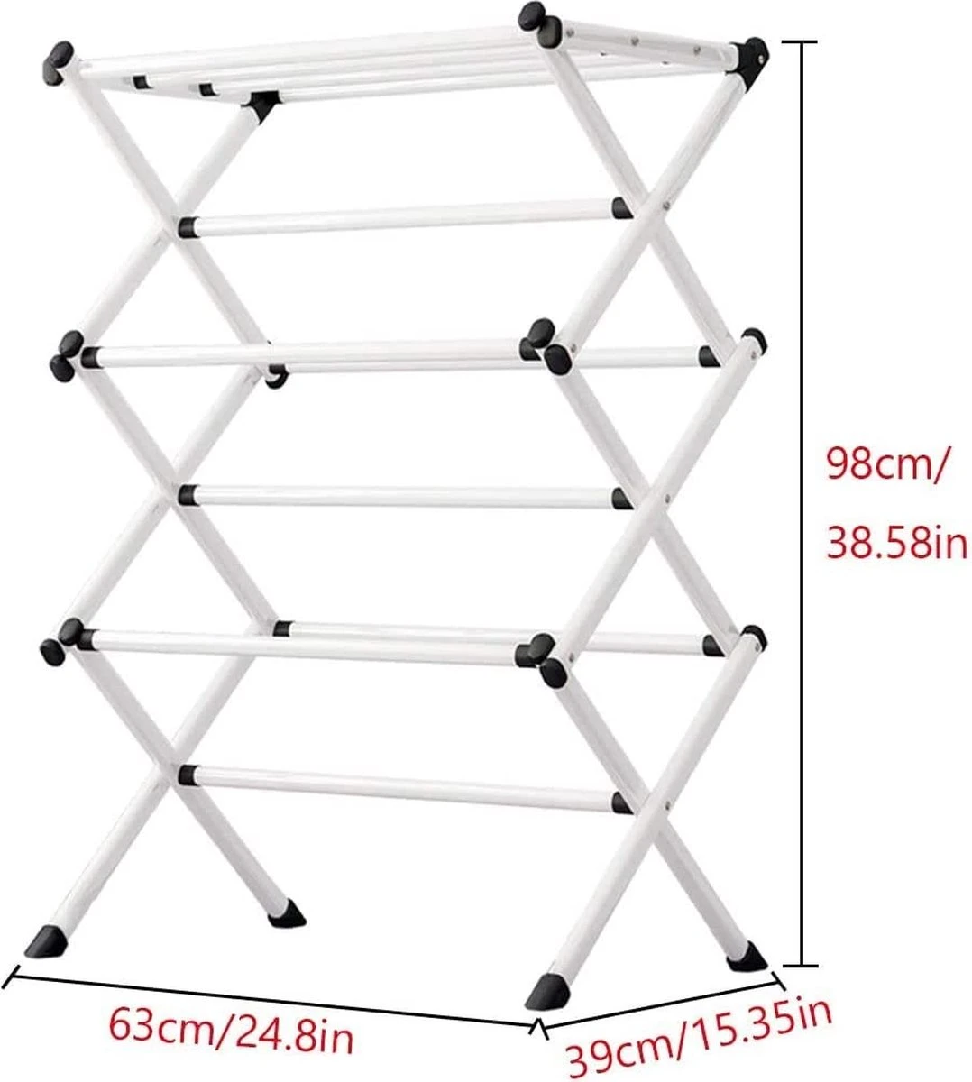 Séchoir à Vêtements , Séchoir à Linge - étendoir à Linge Extra Large à 3 Niveaux, étendoir à Linge Pliable, étendoir à Linge Pliable, étendoir à Linge Portable - Blanc 4 Séchoir à Vêtements , Séchoir à Linge - étendoir à Linge Extra Large à 3 Niveaux, étendoir à Linge Pliable, étendoir à Linge Pliable, étendoir à Linge Portable - Blanc – Image 2