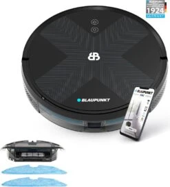Blaupunkt Bluebot XVAC BPK-VCBB1XVBWT - Aspirateur Robot Avec Fonction De Nettoyage - Navigation Gyro Intelligente - Avec Réservoir D'Eau