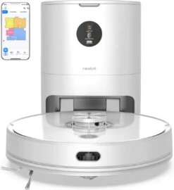 Neabot NoMo N2 - Aspirateur Robot - Avec Fonction Lavage - Robots Aspirateurs - Avec Station De Recharge - 3 Niveaux D'Aspiration - Wit