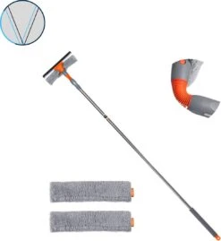 Manche Télescopique Lavage Vitres - Manche Télescopique Avec Brosse Multifonctionnel - Extensible Avec Tête Flexible - Set Complet - Jusqu'à 165 Cm
