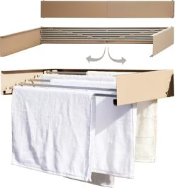 Homestic© Séchoir Pliable Moyen - Longueur De Séchage 3,5 M - Medium à Wasrek Universel Pour Salle De Bain/ Jardin/Chambre/Balcon - Aluminium - Cappuccino