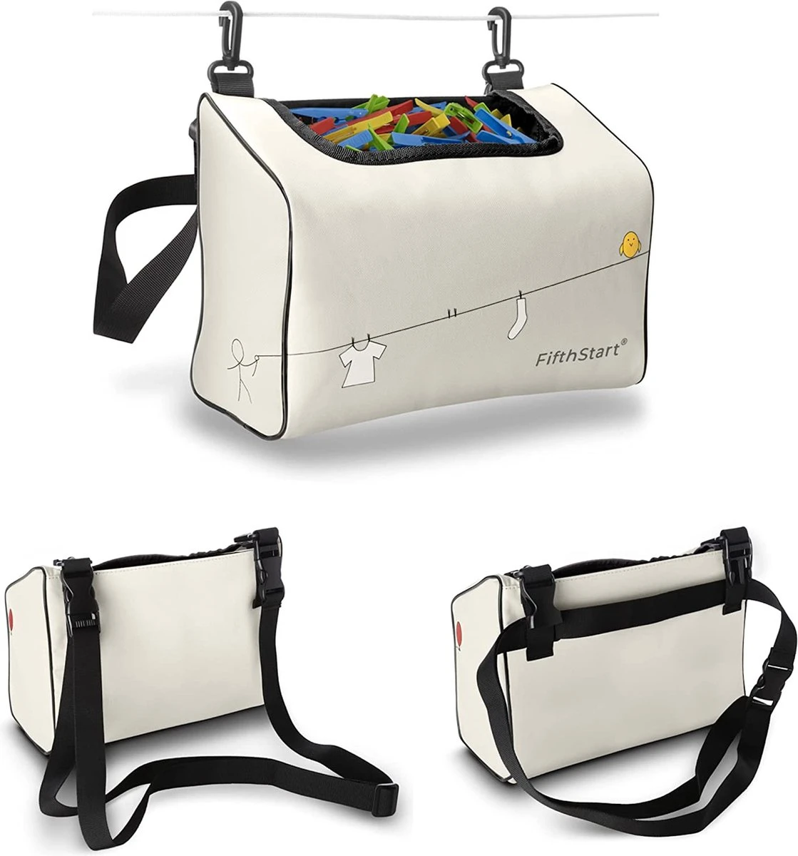 Avec Sac à Pinces à Linge Ouvert Pour Suspendre Ou Transporter, Jusqu'à 300 Clips, Avec Suspension Pour Hanches Et Shakers, Imperméable (tissu 900D, Beige) 7 Avec Sac à Pinces à Linge Ouvert Pour Suspendre Ou Transporter, Jusqu'à 300 Clips, Avec Suspension Pour Hanches Et Shakers, Imperméable (tissu 900D, Beige) – Image 5