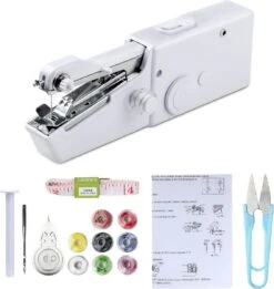 TopSun Machine à Coudre à La Main - Mini Machine à Coudre Portable - Compacte - Sans Fil - Électrique - Aiguilles - Kit De Couture - Boîte à Couture - Sac Complet D'Accessoires - Couleur Wit -Nettoyage Produits Boutique 1137x1200