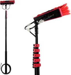 Brosse Télescopique Kibani 3,6 M - Manche Télescopique Lave Vitres - Manche Télescopique Avec Brosse - Manche Télescopique - Manche Télescopique Avec Jet D'eau - Lave Vitres - Manches Télescopiques