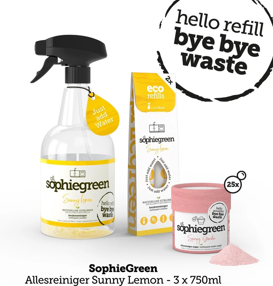 SophieGreen Nettoyant Cuisine Sunny Lemon - Pack Try Me (3x750ml) + Sophie Green Soap Nettoyant Tout Usage 100g 4 SophieGreen Nettoyant Cuisine Sunny Lemon - Pack Try Me (3x750ml) + Sophie Green Soap Nettoyant Tout Usage 100g – Image 2