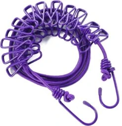 Corde à Linge De Voyage Avec 12 Piquets, Corde à Linge De Camping, Corde à Linge Mobile Pour Les Voyages, Les Vacances, Outdoor, Le Camping, Le Dortoir (2 Pièces, Violet)