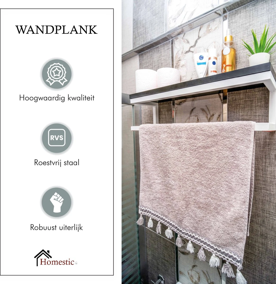 Homestic© - Barre Porte-serviettes Antioch Elite Zwart/Bois Foncé - Porte-serviettes Pour Salle De Bain/ Jardin/ Camper-car/WC - Acier Inoxydable - Zwart 7 Homestic© - Barre Porte-serviettes Antioch Elite Zwart/Bois Foncé - Porte-serviettes Pour Salle De Bain/ Jardin/ Camper-car/WC - Acier Inoxydable - Zwart – Image 5