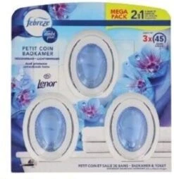 Ambi Pur Febreze - Petit Coin Salle De Bain & Toilette - Lenor - Méga Pack 2 + 1 Gratuit - Poser Et Activer - Non électrique