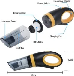 Aspirateur à Main, Aspirateurs De Voiture 120W, Aspirateurs Puissants 8500PA, Aspirateur Sans Fil Portable Avec USB Rechargeable, Aspirateur Humide Et Droog Pour La Maison, Le Bureau, La Voiture -Nettoyage Produits Boutique 1178x1200 5