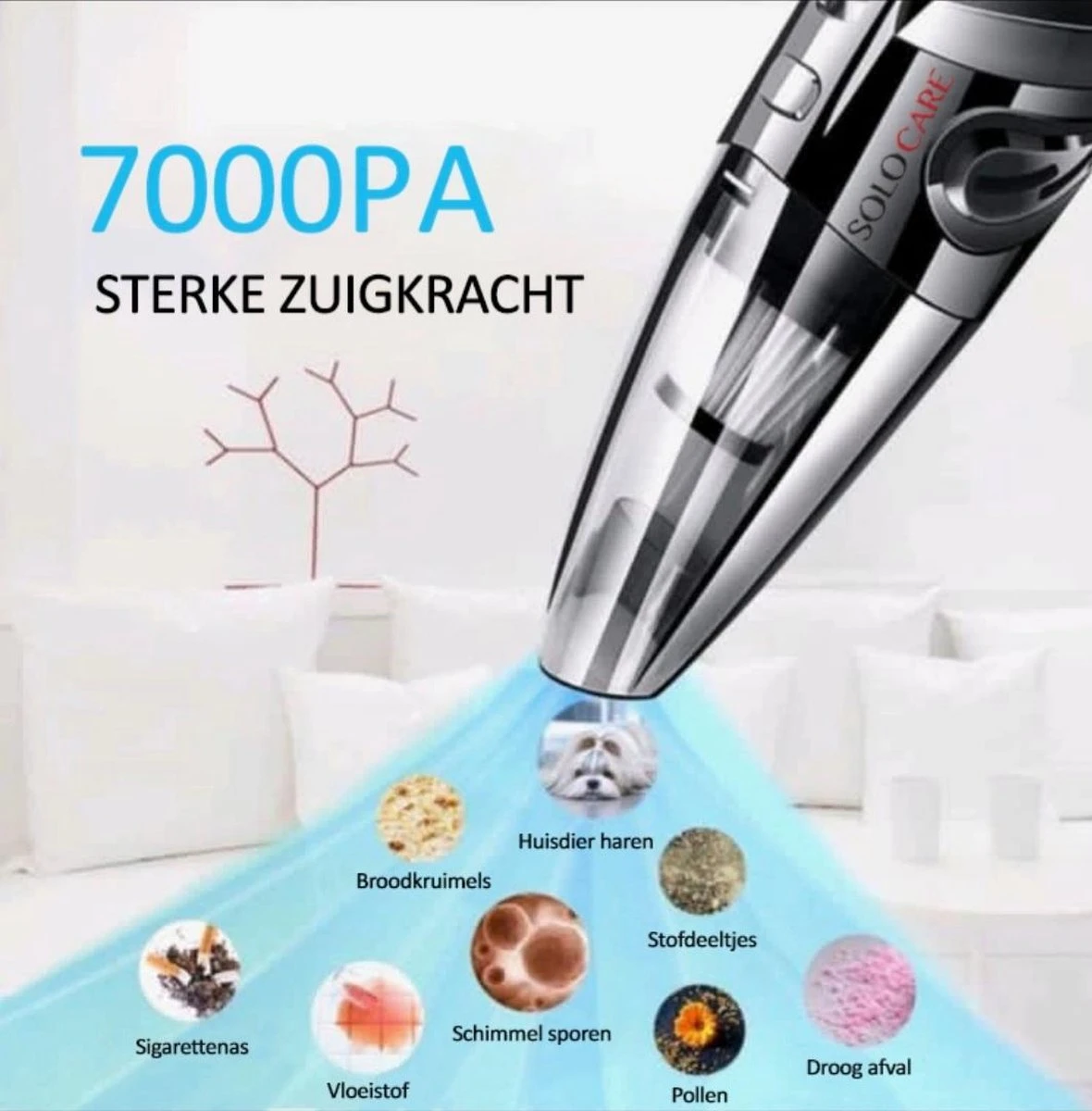 Aspirateur à Main Sans Fil SoloCare - Aspirateur Sans Fil - Pour Droog Et Humide - Nettoyeur De Poils Pour Animaux De Compagnie - Aspirateur à Main Rechargeable Avec 5 Accessoires - Filtre HEPA - Zwart 11 Aspirateur à Main Sans Fil SoloCare - Aspirateur Sans Fil - Pour Droog Et Humide - Nettoyeur De Poils Pour Animaux De Compagnie - Aspirateur à Main Rechargeable Avec 5 Accessoires - Filtre HEPA - Zwart – Image 9