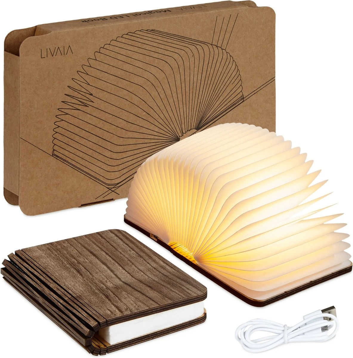 LIVAIA Lampe De Lecture Pliable à LED Avec Lumière LED Douce Et Couverture De Livre Magnétique - Avec Cordon De Charge - 12 X 9 X 2,5 Cm - Bois - Marron Foncé 8 LIVAIA Lampe De Lecture Pliable à LED Avec Lumière LED Douce Et Couverture De Livre Magnétique - Avec Cordon De Charge - 12 X 9 X 2,5 Cm - Bois - Marron Foncé – Image 6