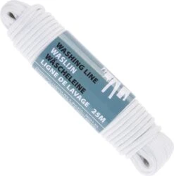 Basic 1x Cordes à Linge Witte / Lignes De Séchage Polyester 25 Mètres - Entretien Ménager - Nettoyage - Faire La Lessive / Raccrocher - Corde à Linge / Corde à Linge