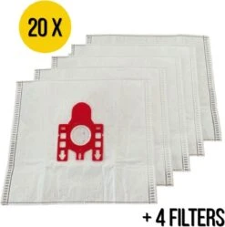 JML Commerce – Sacs D' Sacs D'aspirateur – Miele F/J/M Microfibre Diamond Eco Line - Pour Miele C1, S6, S4, S6000, S4000, S700, S500, S300, S200 Series – 20 Pièces + 4 Filtres
