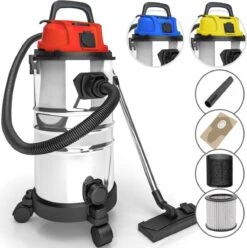 GoodVibes - Aspirateur Industriel - Nettoyeur à Sec - Fonction Soufflage - Aspirateur à Eau - Aspirateur Multifonctions - 30L - 2300W - Inox - Rouge -Nettoyage Produits Boutique 1197x1200 25