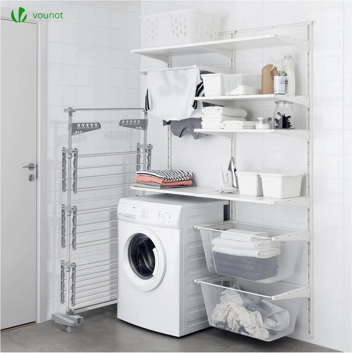 Vounot Séchoir à Linge Pliable à Roulettes Séchoir à Linge En Acier Inoxydable De Grande Capacité Ceinture Pliante à 3 Couches 23m Intérieur Outdoor Sèche-linge En Métal 170x60x152cm 9 Vounot Séchoir à Linge Pliable à Roulettes Séchoir à Linge En Acier Inoxydable De Grande Capacité Ceinture Pliante à 3 Couches 23m Intérieur Outdoor Sèche-linge En Métal 170x60x152cm – Image 7