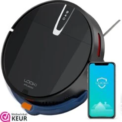 Looki® 3-en-1 Avec Fonction De Nettoyage Et Contrôle D'application - Aspirateur Robot Sans Fil - IOS Et Android - Automatique - Avec Station De Charge - 45DB - Zwart