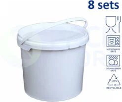 8 X Seau Blanc Rond Avec Couvercle - 5,5 Litres Avec Fermeture Garantie - Convient Au Congélateur Et Au Lave-vaisselle - Convient Aux Aliments Et Non Alimentaires - Produit Aux Nederland