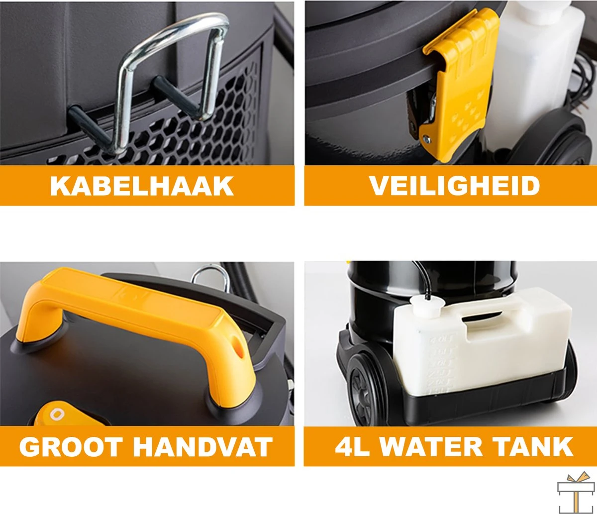 Happyment® Moquette Machine 20L - Nettoyant Meubles - Nettoyant Canapé - Voiture - Aspirateur - Zwart 6 Happyment® Moquette Machine 20L - Nettoyant Meubles - Nettoyant Canapé - Voiture - Aspirateur - Zwart – Image 4