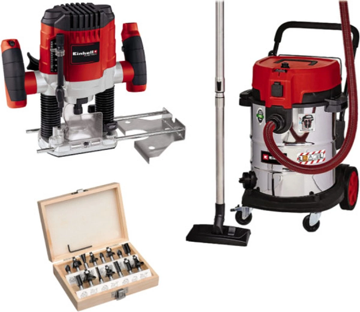 Set EINHELL - Aspirateur Eau/poussière TE-VC 2025 SACL - 1200W - 25L - Défonceuse TC-RO 1155 E - 1100W - 55mm - Set De 15 Forets 3 Set EINHELL - Aspirateur Eau/poussière TE-VC 2025 SACL - 1200W - 25L - Défonceuse TC-RO 1155 E - 1100W - 55mm - Set De 15 Forets