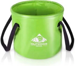OUTDOOR PANDA Kom Pliable 20L | Pliable Évier Kom Camping | Seau à Poussière Pliable En Bâche | Lavabo Plastique | Kom Groot | Rond | Vert