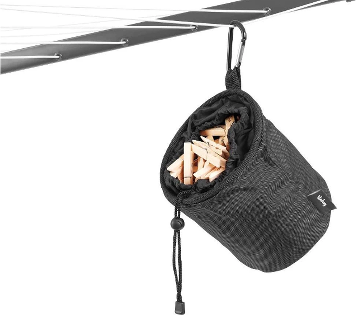 Sac à Pinces à Linge En Polyester - Panier à Pinces à Linge - Ø16,5 X 18 Cm - Avec Cordon De Serrage Et Mousqueton - Facile à Attacher Corde à Linge, Corde à Linge, Ceinture, Etc. 6 Sac à Pinces à Linge En Polyester - Panier à Pinces à Linge - Ø16,5 X 18 Cm - Avec Cordon De Serrage Et Mousqueton - Facile à Attacher Corde à Linge, Corde à Linge, Ceinture, Etc. – Image 4