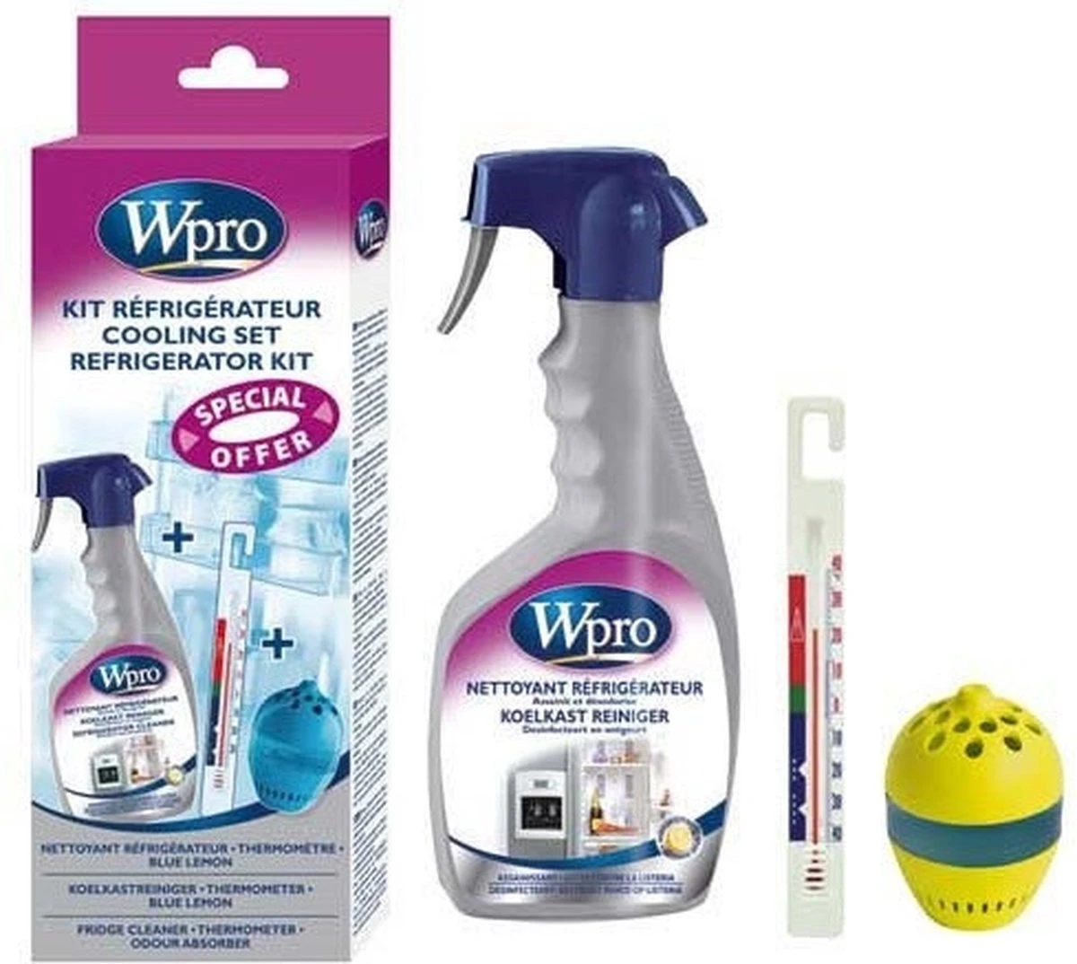 Wpro COL015 Set - Nettoyant Pour Réfrigérateur - Désodorisant - Thermomètre 4 Wpro COL015 Set - Nettoyant Pour Réfrigérateur - Désodorisant - Thermomètre – Image 2