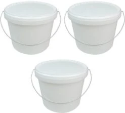 Set De 3x Seau Avec Couvercle Et Poignée - Wit - 5,8 Litres - Seau En Plastique / Plastique / Seau à Peinture Avec Poignée / Poignée En Métal