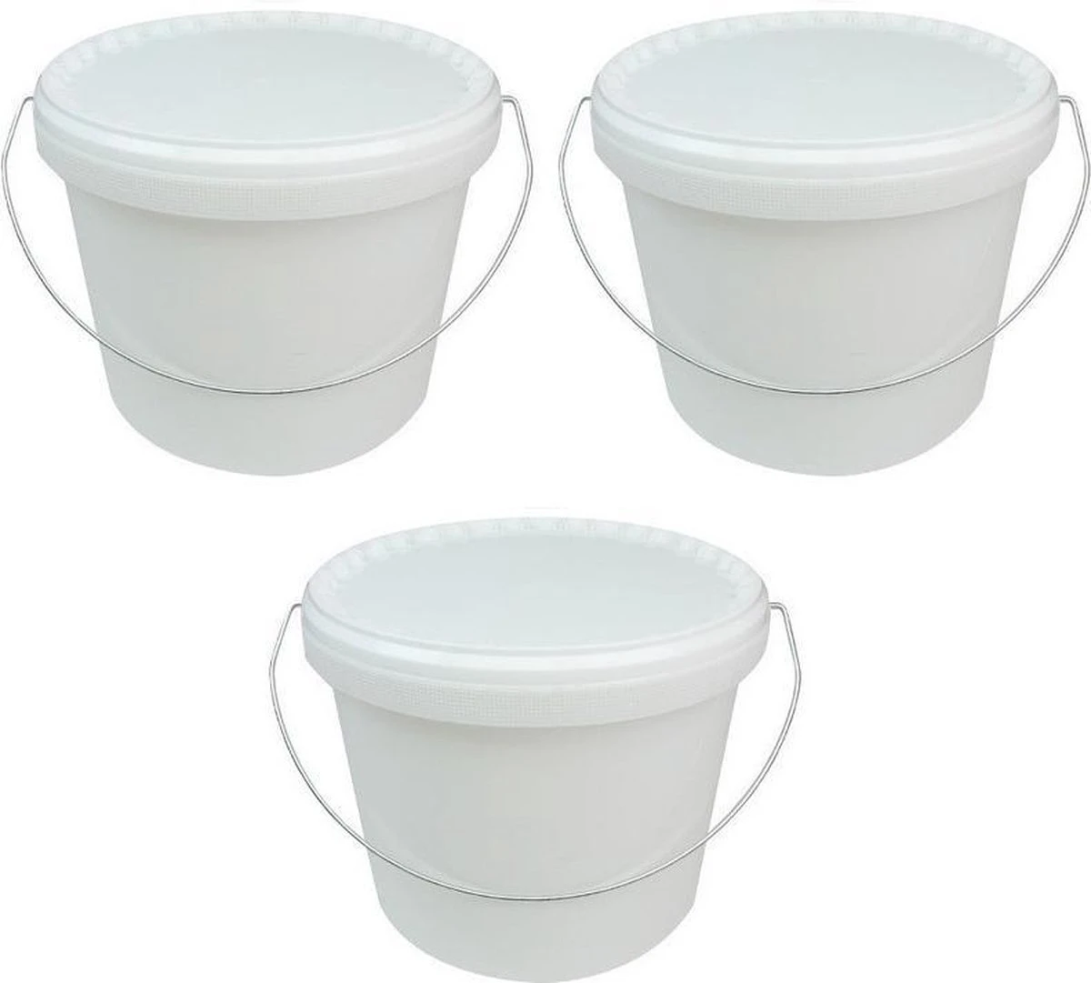 Set De 3x Seau Avec Couvercle Et Poignée - Wit - 5,8 Litres - Seau En Plastique / Plastique / Seau à Peinture Avec Poignée / Poignée En Métal 3 Set De 3x Seau Avec Couvercle Et Poignée - Wit - 5,8 Litres - Seau En Plastique / Plastique / Seau à Peinture Avec Poignée / Poignée En Métal