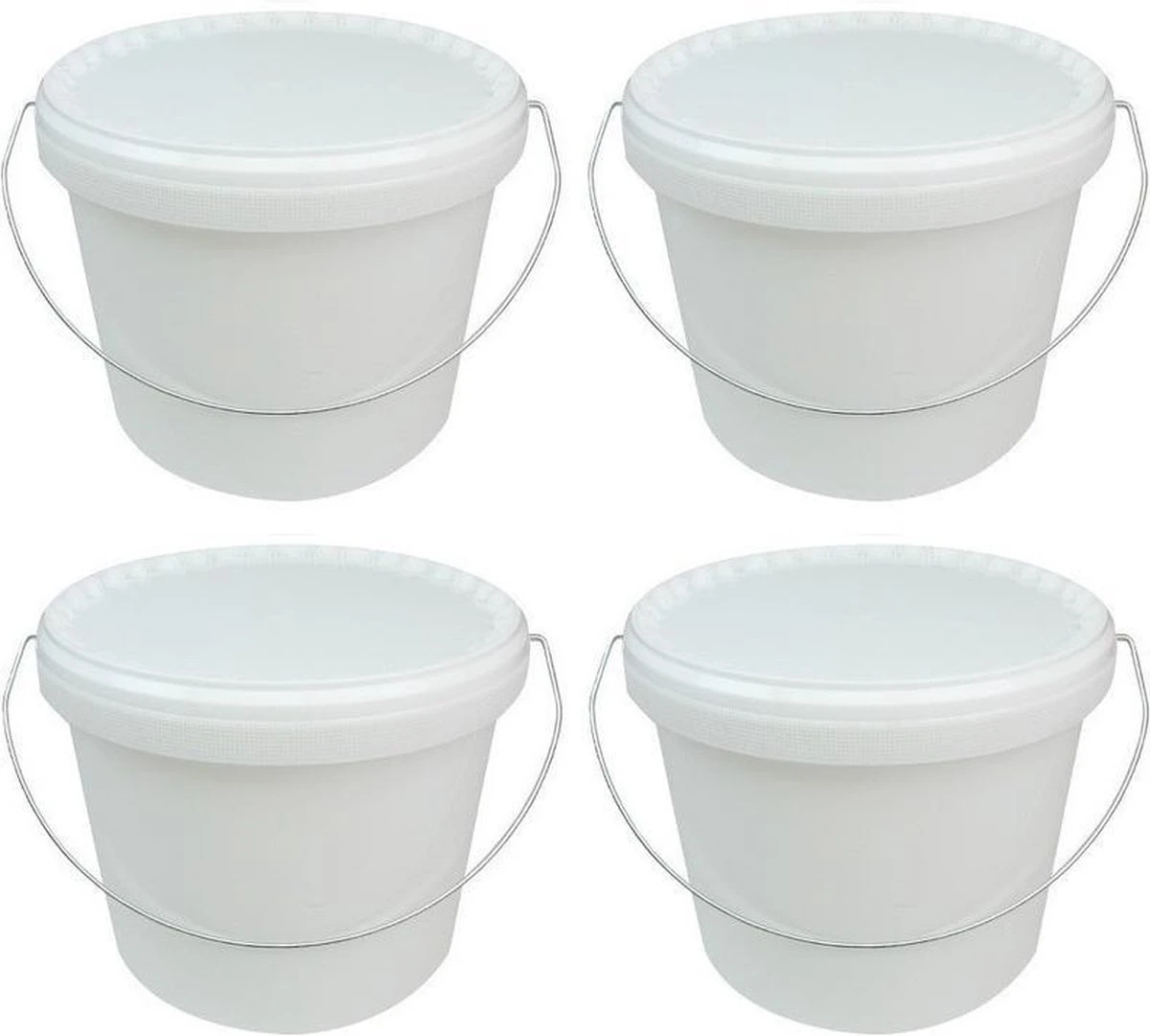 Set De 4x Seau Avec Couvercle Et Poignée - Wit - 5,8 Litres - Seau En Plastique / Plastique / Seau à Peinture Avec Poignée / Poignée En Métal 3 Set De 4x Seau Avec Couvercle Et Poignée - Wit - 5,8 Litres - Seau En Plastique / Plastique / Seau à Peinture Avec Poignée / Poignée En Métal