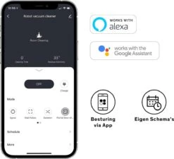 Aspirateur Robot Smart Sinji - 4 Modes De Nettoyage - Fonction De Nettoyage - Station De Charge - Contrôle Via App - Télécommande - Commande Vocale Via Google Et Alexa - Zwart -Nettoyage Produits Boutique 1200x1091 6