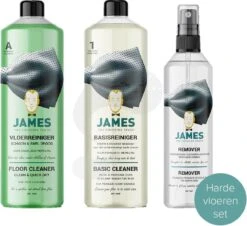Ensemble Pour Sols Durs James - Nettoyant De Base 1L - Nettoyant Pour Sols 1L - Décapant James 250ml