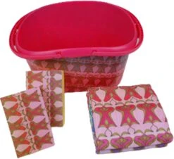 Set De Nettoyage - Rose / Multicolore - Plastique - 5 Pièces - Seau / Chiffons En Microfibre / Éponges - Nettoyage - Nettoyage