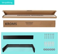 KROMS Étendoir Mural Zwart 100 Cm - AVEC GABARIT DE PERÇAGE - Étendoir Pliable - Wasrek Suspendu - Pliable - Mur - Peut être Suspendu - Longueur De Séchage 6m 19 KROMS Étendoir Mural Zwart 100 Cm - AVEC GABARIT DE PERÇAGE - Étendoir Pliable - Wasrek Suspendu - Pliable - Mur - Peut être Suspendu - Longueur De Séchage 6m -Nettoyage Produits Boutique 1200x1113 1