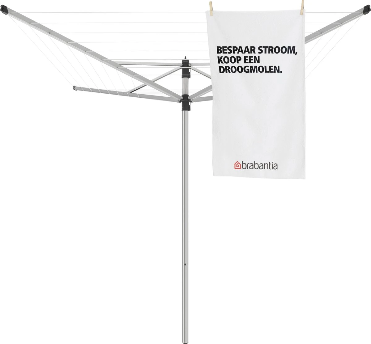 Brabantia Lift-o-Matic Séchoir Parapluie 40 Mètres Avec Ancre De Terre En Métal Et Housse De Protection, Sac Pour Pinces à Linge Et Pinces à Linge - Metallic Grey 8 Brabantia Lift-o-Matic Séchoir Parapluie 40 Mètres Avec Ancre De Terre En Métal Et Housse De Protection, Sac Pour Pinces à Linge Et Pinces à Linge - Metallic Grey – Image 6