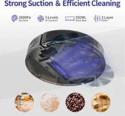 Aspirateur Robot Sysperl® V40P V3 - Aspirateur Robot Electrique - Aspirateur Robot Avec Station De Recharge - Fonction Lavage - Aspirateur Robot Avec Télécommande - 2600PA - Zwart -Nettoyage Produits Boutique 1200x1116 6