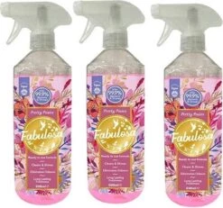 FABULOSA - Pretty Posies - 3x 500ML - Spray Désinfectant - Concentré - Nettoyant Tout Usage - Prêt à L'emploi - Spray Désinfectant Pink - Vegan - BIO