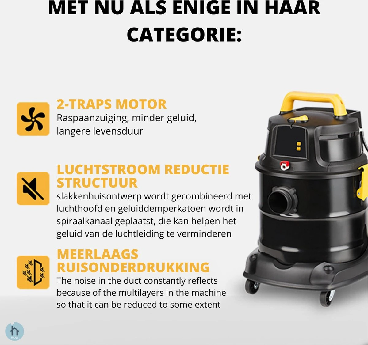 Aspirateur Thuys Carpet Cleaner - Nettoyeur De Tapis Humide Et Droog Complet - Machine De Nettoyage Avec Spray - Machine De Nettoyage De Canapé - 20L - 19kPa 7 Aspirateur Thuys Carpet Cleaner - Nettoyeur De Tapis Humide Et Droog Complet - Machine De Nettoyage Avec Spray - Machine De Nettoyage De Canapé - 20L - 19kPa – Image 5