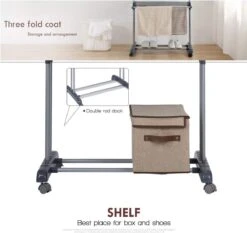 Etendoirs Wasrek à Linge Étendoir à Linge Sur 3 Niveaux Avec 4 Roues De Frein De Stationnement, Tubes En Acier Inoxydable, Charge Maximale : 38 Kg, Grande Capacité 172 X 72 X 50 Cm -Nettoyage Produits Boutique 1200x1131 1