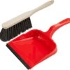 Pelle Et Pelle à Poussière Rouge En Plastique / Bois / Fibre Arenga Avec Lèvre Et Long Manche Pour Une Utilisation En Intérieur - Brosse Douce / Brosse à Main