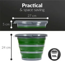 Seau Pliable De 5 Litres Avec Couvercle Et Poignée Seau Pliable De 5 Litres Pour Le Camping, La Pêche, Le Nettoyage, Etc. Petit Seau à Eau Pliable En Plastique Et Silicone Gris/vert -Nettoyage Produits Boutique 1200x1137 5