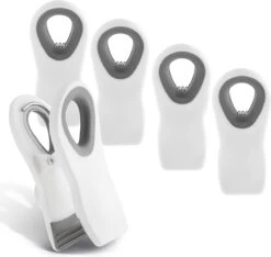 Buxibo - Pince à Linge En Caoutchouc Flexible Durable - Clip Photo - Clips Fraîcheur Frais - Clips De Fermeture - Scellant De Sac - Clip à Puces - White/noir
