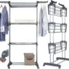 Johgee Etendoirs Racks Étendoir à Wasrek à 3 Niveaux Avec 4 Roues De Frein De Stationnement, Tubes En Acier Inoxydable, Charge Maximale : 38 Kg, Taille Grande Capacité 172 X 72 X 50 Cm -Nettoyage Produits Boutique 1200x1147 4