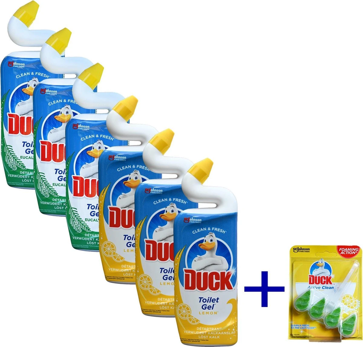 Combo Duck (WC Canard) Nettoyant WC 3x 750ml Eucalyptus + 3x 750ml Citroen + Cubes De Citron Clean Actifs Gratuits 3 Combo Duck (WC Canard) Nettoyant WC 3x 750ml Eucalyptus + 3x 750ml Citroen + Cubes De Citron Clean Actifs Gratuits